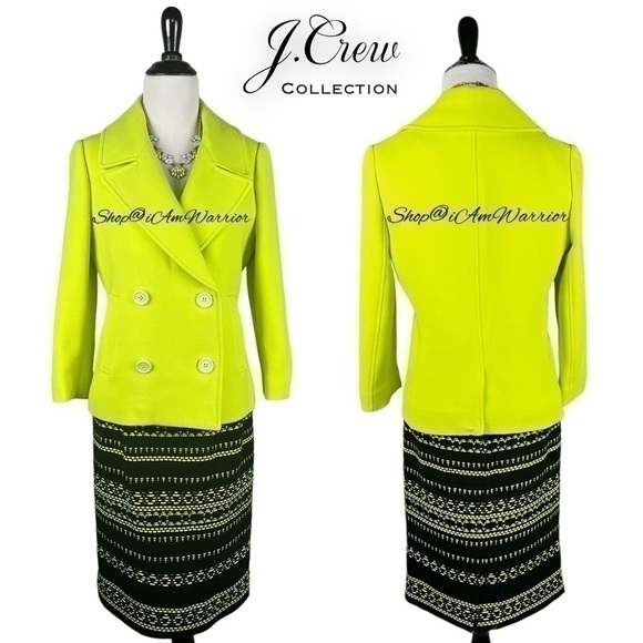 J.Crew Collection NWOT neon wool blend double breasted peacoat *shop@iamwarrior - Picture 5 of 15